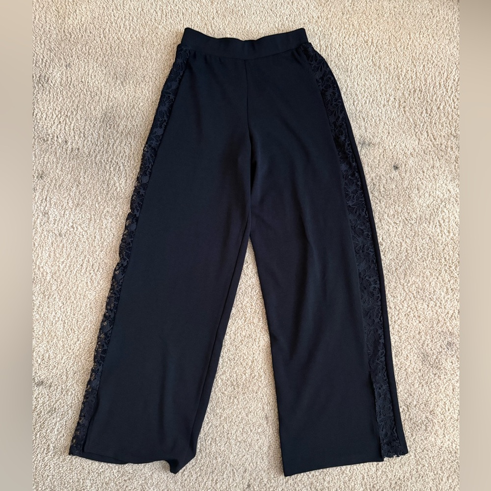 Zara Lace Striped Slit-hem Pants Small